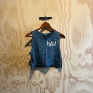 NWT Ocean Surfari Lad Crop Muscle Tee M Smoky Blue Tie Dye